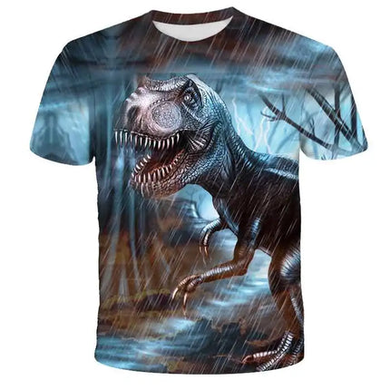 2024 Summer Children 3D Cartoon T-shirt for Boy Animal Printing Dinosaur Shark Boys T Shirt Girls Tops Tees Cartoon Kids Clothes