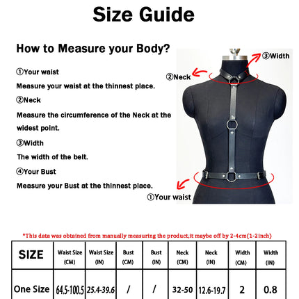 Women Fashion Harness Belt PU Leather Adjustable Harness Street Style Gothic Fetish Clothing Festival Rave Outfit