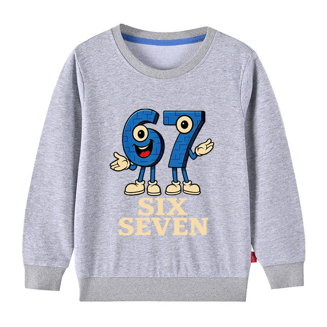 67 Six Seven Funny Digital Graphic Kids Sweatshirt 3-12Years Children's Hoodie Boys Casual Long Sleeve Tshirt Girls Cute Tops