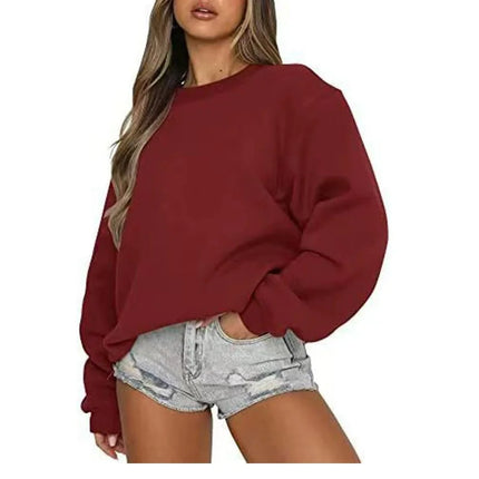 Spring Autumn Women's sweatshirt daily Casual Pullover Solid Color Sportswear comfort O-Neck Tops Loose long sleeve sweatshirt