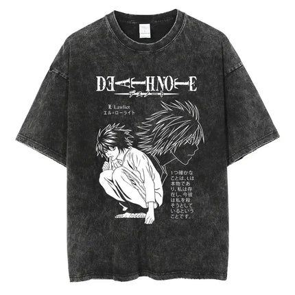 Death Note Misa Theme Double-Sided T-Shirt Dark Religious Style Illustration + "DEATH" Typography + Anime Gothic Subculture