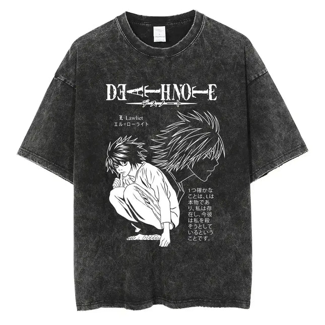 Death Note Misa Theme Double-Sided T-Shirt Dark Religious Style Illustration + "DEATH" Typography + Anime Gothic Subculture