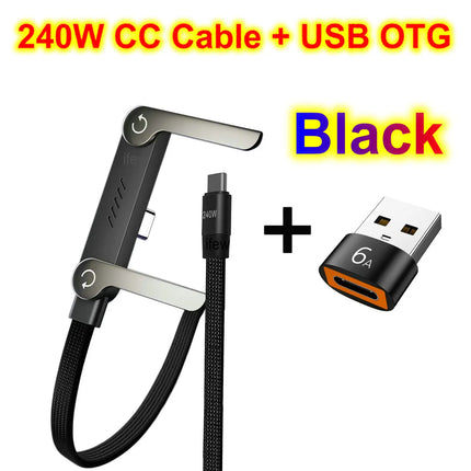 Foldable Charge Cable Usb C Charging Mobile Cable C Flat Charger for iPhone Kickcable Phone Kick Stand Ultra Fast Type C Wire 2M