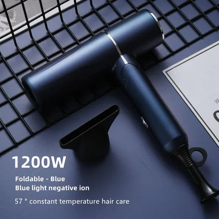 New Foldable Hair Dryer Blue Light Negative Ion Hair Care 1200W High Power Fast Drying Home Student Dormitory Travel Hair Dryer
