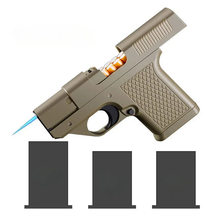 Capacity 10PCS Pistol Style Lighters with 3 Cigarette Case Jet Blue Flame Gas Lighter Windproof Cigar Lighter Gadgets for Men
