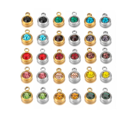 20pcs Stainless Steel 6mm Gold Rhinestone Beads Crystal Charms Zircon Pendants for DIY Necklace Bracelet Jewelry Making Findings