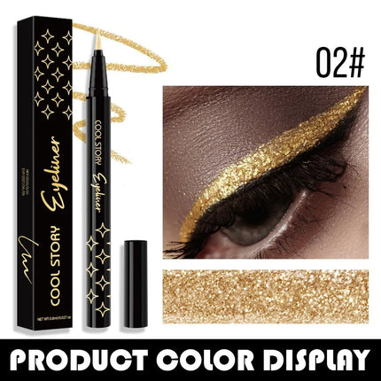 Waterproof Glitter Eyeliner Pen Eye Shadow Stick Long-Lasting Quickly Dry Diamond Shining 9-color Liquid Eyeliner Big Eye Makeup