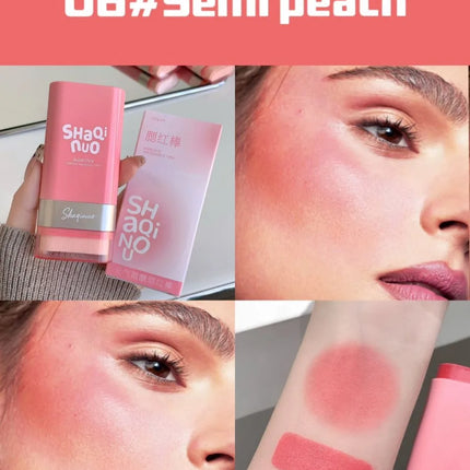 SHAQINUO Large-capacity High Color Rotating Blush Cream Stick 13g Moisturing Natural Long-lasting Waterproof Non-Removing Blush