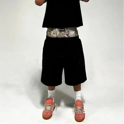 Men's Oversized Double-Layer Gothic Pants, American Fashion, Streetwear Y2K, Harajuku, Loose Fit, High Waist, Wide Legs