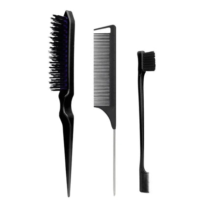 3pcs Styling Comb Set Teasing Comb Triple Teasing Comb Mouse Tail Comb Edge Brushing Hair Tail Tool, Special for Real Hair Wigs