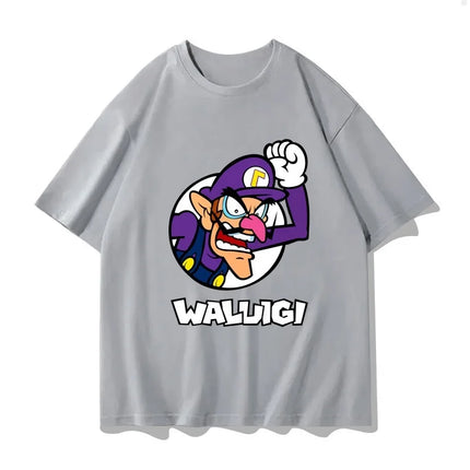 Super Mario Waluigi T-shirt Men and Women Summer Cotton Y2K Clothing Fashion Breathable Anime Fans Short Sleeve Tops Streetwear