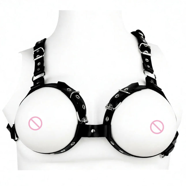 QKKQ Black PU Leather Strap On Belt Chest Bind For Women Pleasure Breast Bondage BDSM Adult Play Accessories Couple Flirting