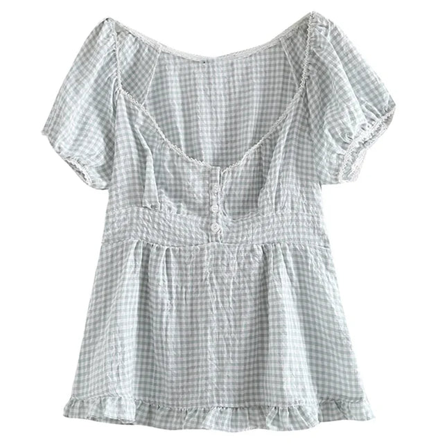 Y2K Aesthetic Fairy Vintage T-shirt Kawaii Grunge Lace Crop Top Square Collar Short Sleeve Sweet Girl Miklmaid Tee Women Clothes