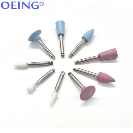 OEING 1 Box Dental Light-Curing Resin Polishing Set Dia.2.35mm Ceramic Silicon Rubber Slow Bending Machine Grinding Head
