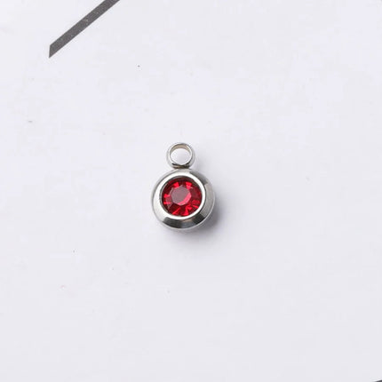 6.5mm Gold Titanium Steel Zodiac Sign Birthstone Pendant Charm Lucky Birthday Stone Cup Drill Point for DIY Jewelry Making