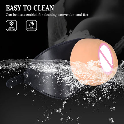 Silicone Realistic Pocket Pussy Vagina Adult Masturbator Mouth Gag Leather Strapson Gags Bdsm Bondage Sex Toys For Adults 18+