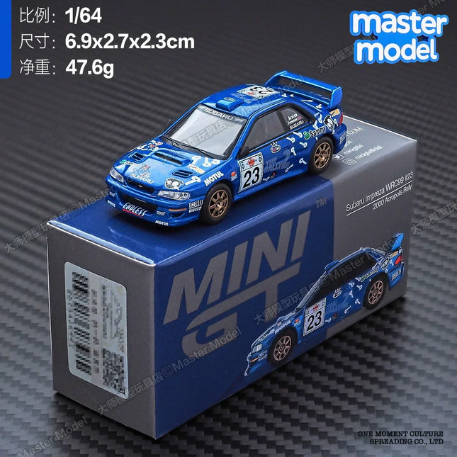 MINI GT 1:64 Subaru Impreza WRC Rally Car 1998 Monte-Carlo 3rd Place No 3 Blue Diecast Collectible Model Car for Car Enthusiasts