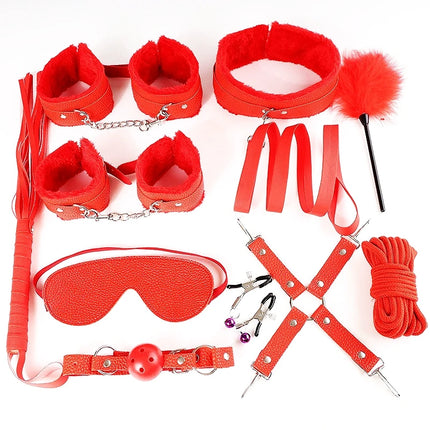 11Pcs SM Bondage Set Adult Intimate Toys Handcuffs Restraint Straps Bondage for Flirting Soft Comfortable Restraint for Couple