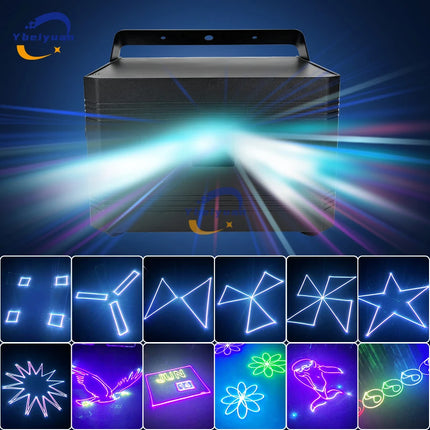 Ybeiyuan 3W 4W 5W 6W RGB Animation Laser Scanner Projector Stage Light DJ Disco Bar Club Party Wedding Christmas Effect Light