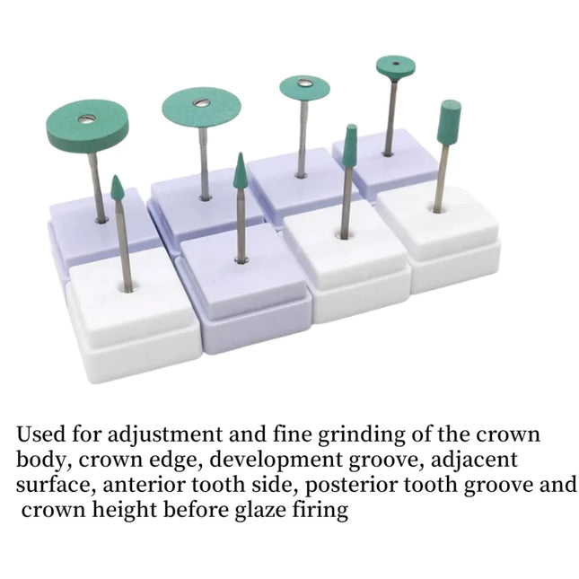 5PCSDental Diamond Poloshing for Zirconia Medium Deatal Lab Grinding Ceramics Crowns Polisher Stone Burs