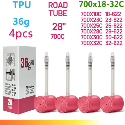 RideNow TPU Road Bicycle Inner MTB Tube 700x25C Tire Gravel Bike Accessories 29x1.5 1.9 Tires Patch Kit 24 36 45g Ride Now Tubes