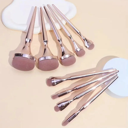 9pcs Rose Gold Makeup Brush Set Eyeshadow Blush Highlighter Foundation Concealer Blending Brush Fluffy Women Beauty Tool