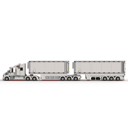 City Refrigerated B-Double Car Moc Building Blocks Technical Bricks Modular Gifts Toys For Children DIY Assembly Sets Model