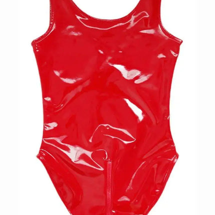 S-5XL Wet Look PVC Tank Catsuit Hollow Out Shiny PU Leather Zipper Open Crotch Bodysuit Tight Sexy Body Teddies Clubwear Unitard