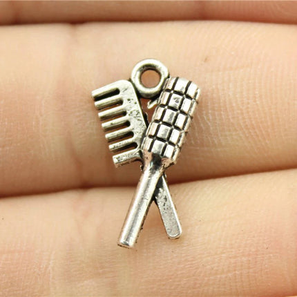 20pcs Antique Silver Color Women'S Daily Necessities Charms Evening Dress Bags High Heel Perfume Lipstick Charms