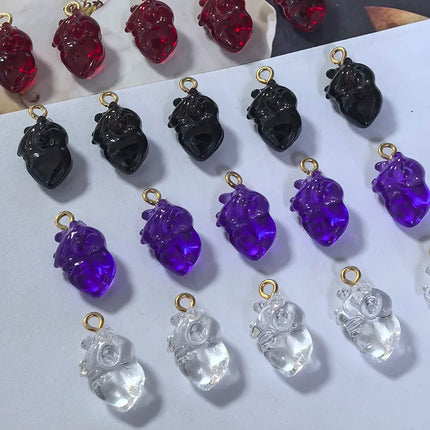 10pcs Simulation Wine Red Cardiac Organ Resin Charms Hallowmas Pendant For Jewelry Make DIY Cute Earring Necklace Bracelet Charm