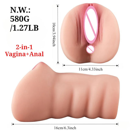 2 in1 Male Masturbator Realistic Vagina Anal for Men Pocket Pussy Soft Silicone Masturbation Cup 18+ Adult Sex Toys Erotic Games
