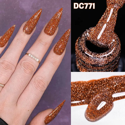 Red Reflective Glitter Gel Nail Polish Sparkling Glitter Flashy Semi-permanent Soak Off Nail Art UV Gel Varnish Nail Supplies