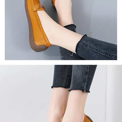 Vulcanize Women Shoes Flats Leather Moccasins Sneakers Designer Shoes for Women Slip-on Loafers Female Boat Shoes Big Size 43