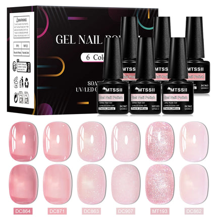 6pcs Jelly Gel Nail Polish Set All-Season Nails DIY Nail Art UV/LED Painting Varnish Gel Manicure Kit Long Lasting Nail Supplies