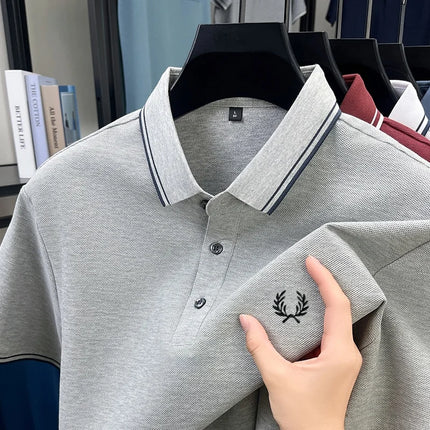 100% Pure Cotton High-End Brand Summer Designer Original Exquisite Embroidered Polo Shirt Men's Comfortable Casual Short Sleeve