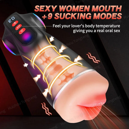 Male Masturbator 3 Sleeves Pocket Pussy Penis Pump with 9 Sucking & 9 Vibrating APP Control Mens Sex Toy Adult Sex Toys for Men