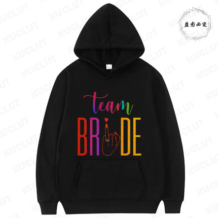 French Girls Hoodies: Future Bride & Team Bride Printed Pullover, Long Sleeve Sweatshirts for Bachelorette Party Single Farewell