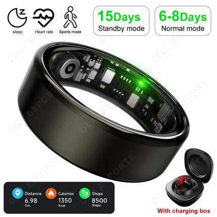 2026 New Smart Ring Heart Rate/Health Sleep Monitor Multi Sport Modes IP68 & 10ATM Waterproof Use Time 3 Days Rings Gift For Man