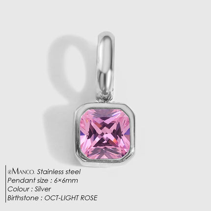 eManco 14K Gold Plated Octagon Metal Charms Stainless Steel Birthstone Pendant  for DIY Necklace Bracelet Jewelry