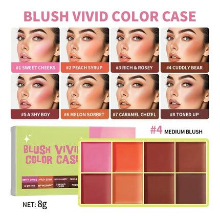  8-Color Eyebrow Cream Blush Curve Case Cream Cosmetics Palette Matte Shimmer Finishes Shadow Tones Long-Lasting Cosmetics