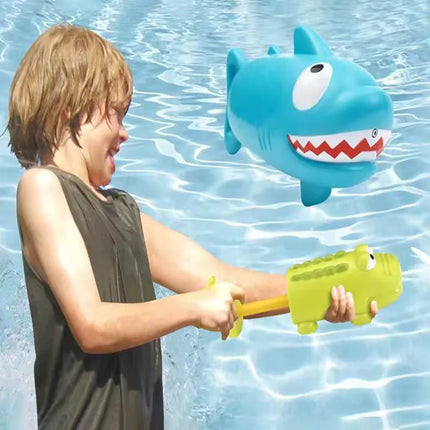 Kids Pull Out Water Gun Shark Design Summer Beach Bath Sprink Outdoor Fun Water Safe Toy Cartoon Material Portable Dinosaur