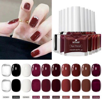 10pcs/set 15ml Water-Based Nail Polish Long Lasting Quick Drying No Need of Lamp to Cure Nail Supplies Vernis for Nails Manicure