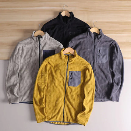 Lightweight Breathable Quick-Dry Fleece Fabric Jacket Stand Collar Outdoor Sports Men's Spring 2025 Versatile Modern Sleek