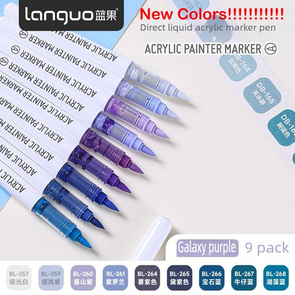 LANGUO 171/9 Colors Direct Liquid Acrylic Paint Pens Brush Marker for Rock Painting Stone Canvas DIY Art Supplies Stationery