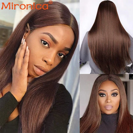 #4 Chocolate Brown Colored  Lace Closure Brazilian Bone Straight Remy Human Hair  Lace Closure Lace Frontal Human Hair Closure