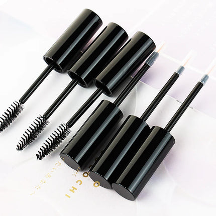 100pcs 10ML Empty Mascara Wand Tubes with Black Lid Cosmetic Eyelash Tube Lip Gloss Packaging Plastic Eyeliner Bottle with Brush