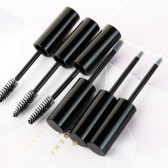 100pcs 10ML Empty Mascara Wand Tubes with Black Lid Cosmetic Eyelash Tube Lip Gloss Packaging Plastic Eyeliner Bottle with Brush