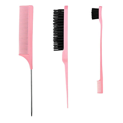 3pcs styling comb set with triple tear hair brush mouse tail comb edge brush,salon hair styling tool Special for real hair wigs
