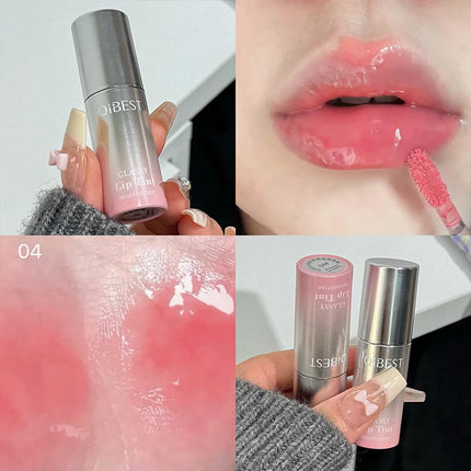 QIBEST Watery Mirror Lip Gloss Long-lasting Moisturizing Easy Wearing Water Glass Lip Glaze Hydrating Sexy Red Lip Tint Makeup