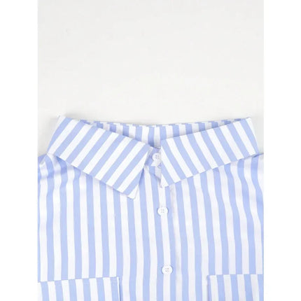 Plus Size Women's Fashionable Striped Button up Blouse Shirt Ladies Casual  Long Sleeve Shirt Tops